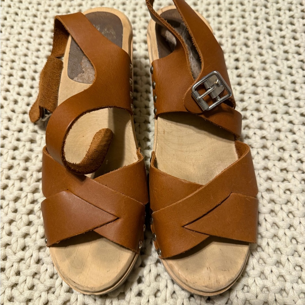 Swedish Hasbeens Tan Leather Sandals